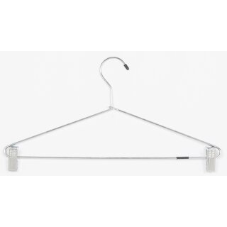 Designerbügel 43 cm mit zwei Klammern, verchromt