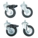 Set of 4 rubber rollers 2 with + 2 without brakes, 80 mm...