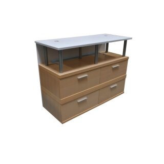 Verkaufstheke aus Holz + 4 Schubladen Ahorn/Weiss T503
