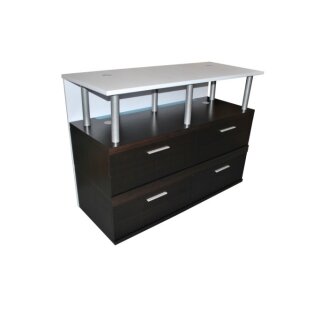 Verkaufstheke aus Holz + 4 Schubladen Wenge/Weiss  T504