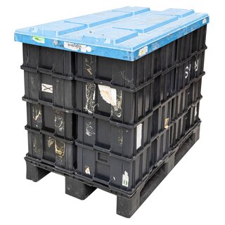 16er Set Kunststoffboxen 60x40x22 cm inkl. Palettendeckel und Kunststoffpalette