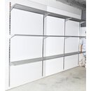 Rückwandsystem 3,7 m (4 Wandschienen + 9 Ablageböden grau)