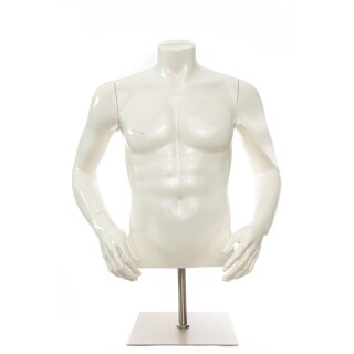 Herrentorso mit Armen, KG 48/50, weiß glänzend inkl. Standfuß