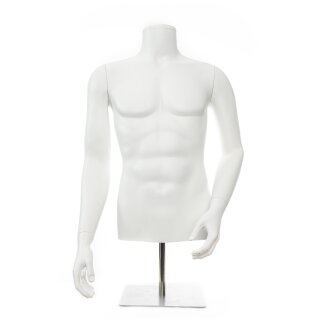 Herrentorso mit Armen, KG 48/50, weiß inkl. Standfuß