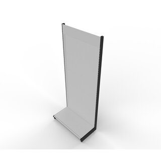 Wall shelf Tego 240x100 cm (HxW), perforated sheet metal rear panel, grey
