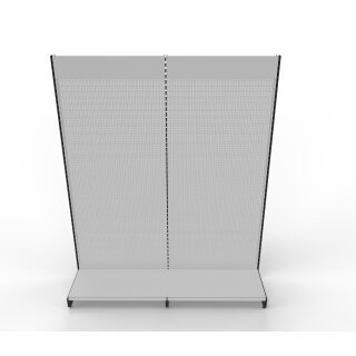 Wall shelf 260x200 cm (HxW), perforated sheet metal rear panel, grey