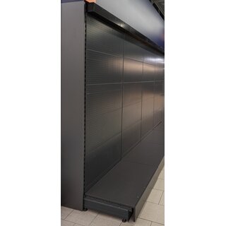 Wall shelf 240x100 cm (HxW), perforated metal back panel, anthracite