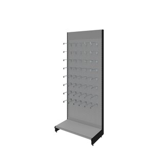 Wall shelf 300x100 cm (HxW), perforated sheet metal rear panel, grey