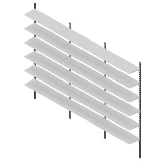 Rückwandsystem B: 370 cm, inkl. 18 Böden und Wandschienen, weiß