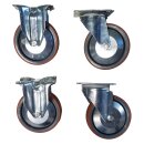 Set of 4 rubber rollers 2 with + 2 without brakes, 80 mm...