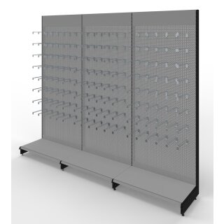Wall shelf 290x300 cm (HxW), perforated sheet metal rear panel, grey