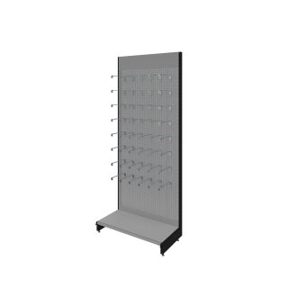 Wall shelf 280x100 cm (HxW), perforated sheet metal rear panel, grey
