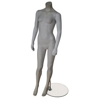 Schaufensterpuppe inkl. Standplatte, weiblich, Teenager, grau, H: 146